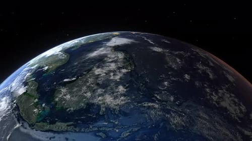 Realistic Earth Rotation Day to Night Transition