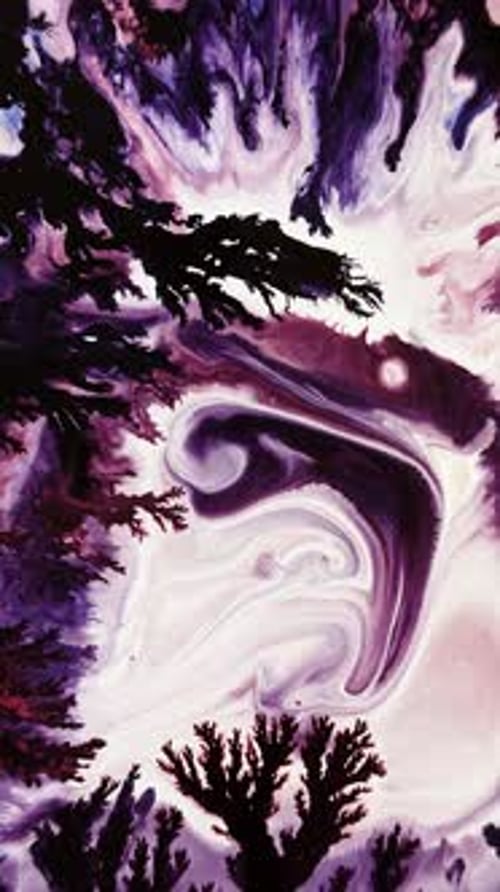 Swirling Purple and White Ink Abstract