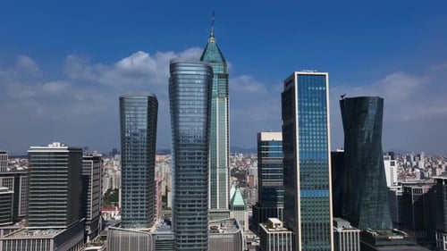 Aerial View of Modern Cityscape Architecture on Sunny Day
