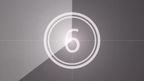 Old movie countdown and film intro. Film Burn Rolling Effect, Gray scale Movie-style countdown