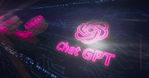 ChatGPT Chat-Bot-Symbol für künstliche Intelligenz, Cyber-Loop-Konzept