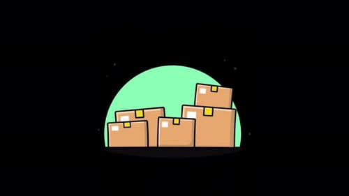 Animated Flat Design Shipping Boxes Stack