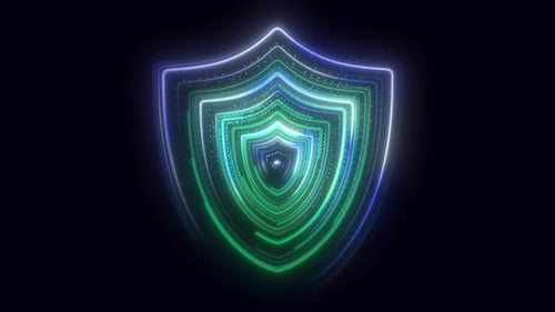 Cyber Security Shield Icon Loop Animation