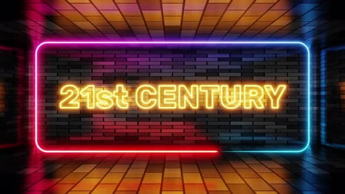 Glowing Neon Text Animation on Dark Brick Wall Background