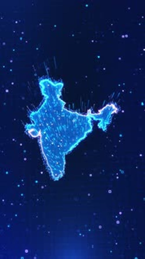 Futuristic Digital Map of India with Flowing Data Points