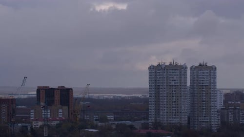 Urban Skyline with Buildings Under Construction