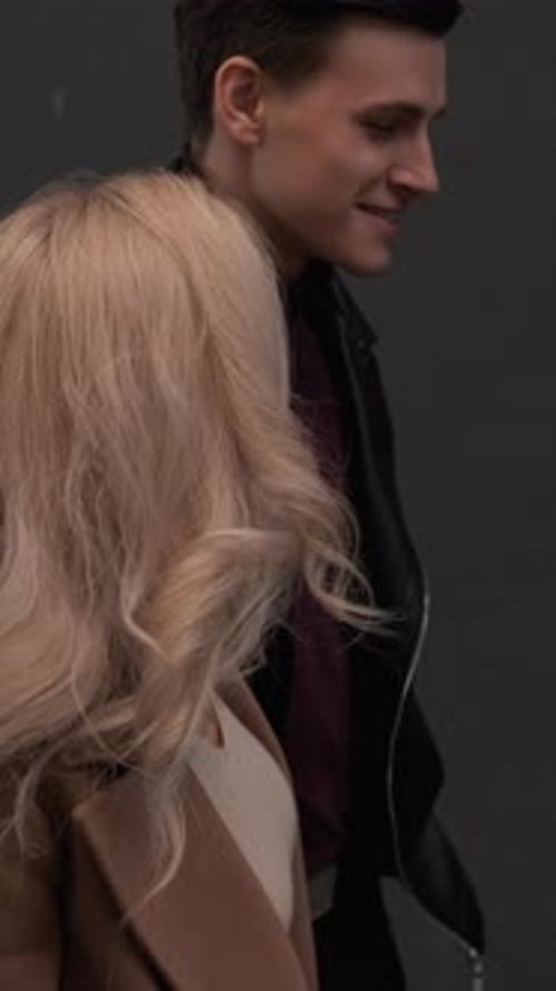 Vertical Couple Walk Outdoor Romantic Urban Date