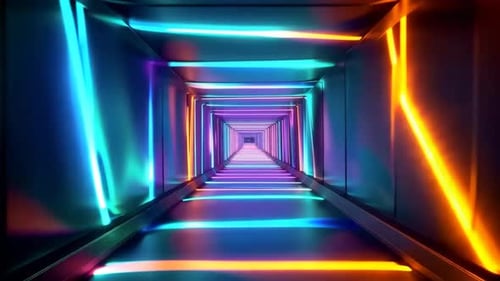 Abstract Neon Tunnel Futuristic SciFi Corridor Loop