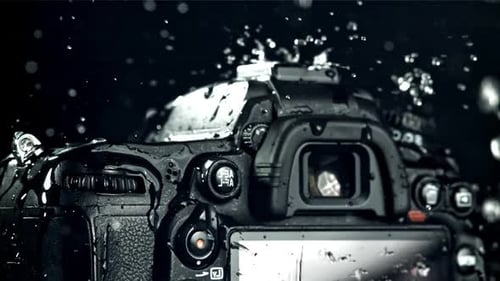 Raindrops Fall on the Camera Filmed on a Highspeed Camera at 1000 Fps