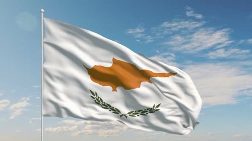 Cyprus Country Flag Flying Proudly in the Open Sky Background