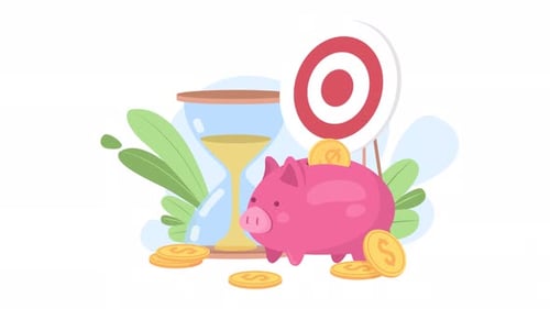 Financial Savings Goal with Piggy Bank and Target Illustration