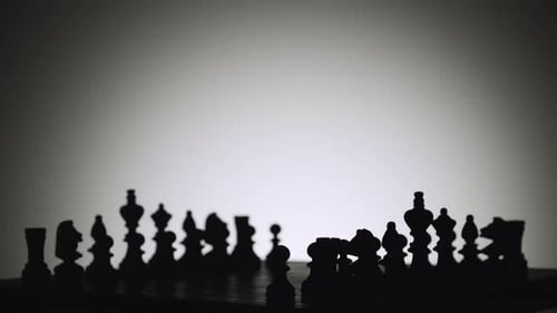 Chess Pieces Arranged for Strategic Battle, Silhouette