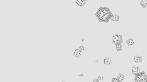 Falling Slow Mystery Question Mark Black and White Dice Animation Seamless Loop White Background
