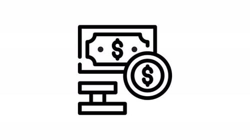 Animated Line Icon of Money and Computer for Finance