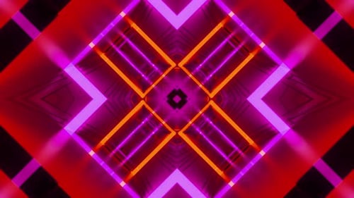 Seamless Abstract Neon Light Tunnel Kaleidoscope Background