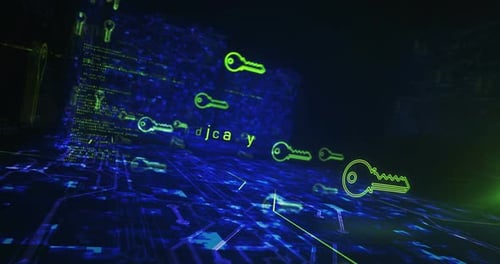 Cybersicherheit mit Schlüsselsymbolen Loop-Cyber-Konzept