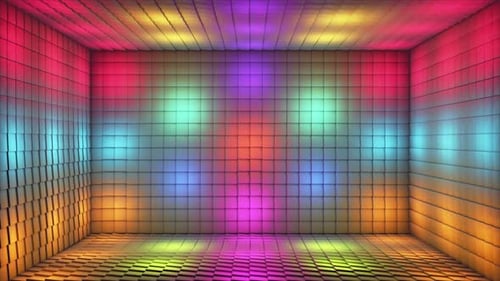 Broadcast Pulsating Hi-Tech Illuminated Cubes Room Stage 35