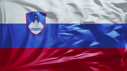 Slovenia National Flag Waving in Realistic Fabric Loop
