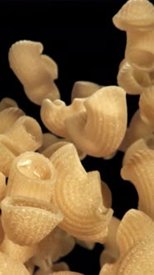 The Dry Pasta Flies Up and Falls Down Filmed on a Highspeed Camera at 1000 Fps