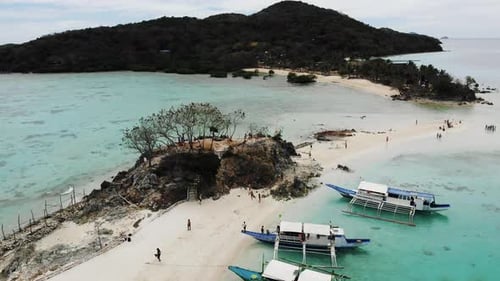 Aerial view of tropical beach on the Bulog Dos Island, Philippines. Beautiful tropical island with s