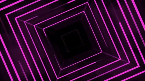 Abstract Neon Square Tunnel Loop Background Animation