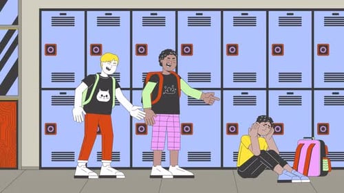 Bullying in elementary school cartoon animation