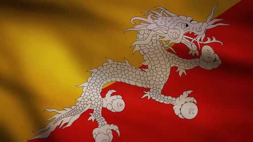 Drapeau flottant du Bhoutan