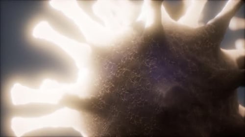 Futuristic 3D Glowing Virus Cell Rotation