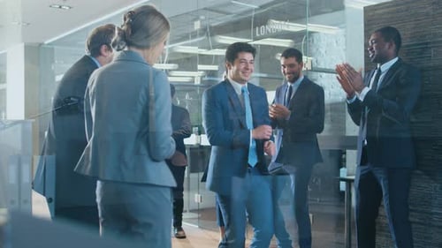 Businessman Happy Dancing After Successful Meeting Office Celebration