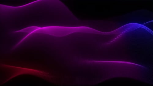Violette und magentafarbene Wellen auf schwarzem Hintergrund, inspiriert von Automobilbeleuchtung