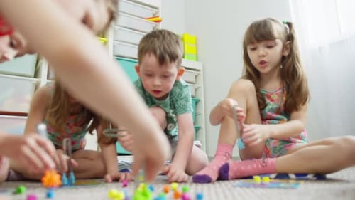 Children in Primary School at a Class on Logic and Motor Skills