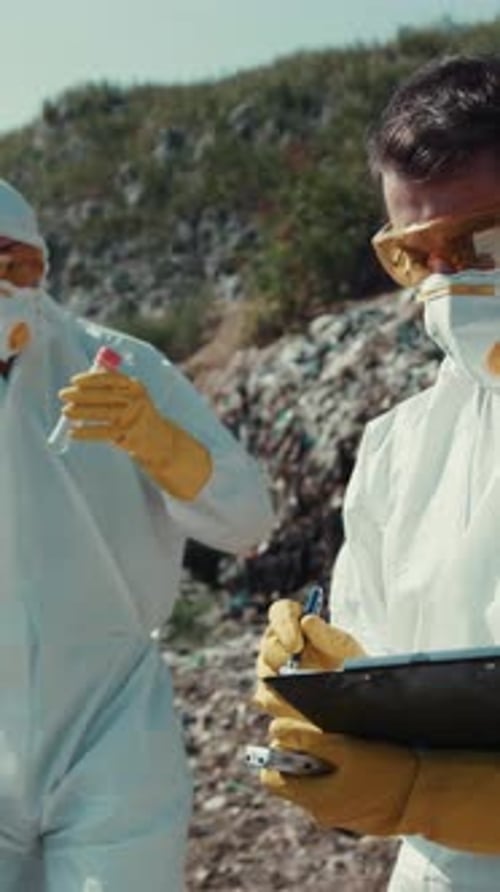 Scientists Collect Samples at Landfill Site