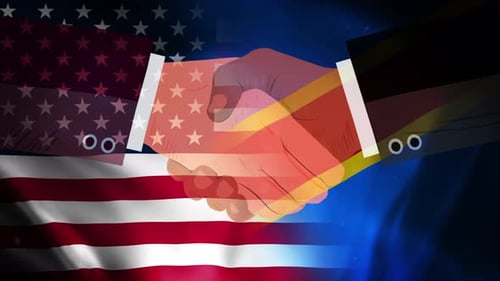 Animated International Handshake for Global Business Agreement