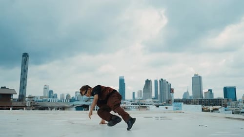 B-boy dance performance by professional street dancer. Break dance. hiphop.