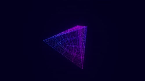 Futuristic Digital Pyramid Rotation with Glowing Particles