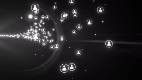 Glowing User Icons Flowing Stream Digital Network