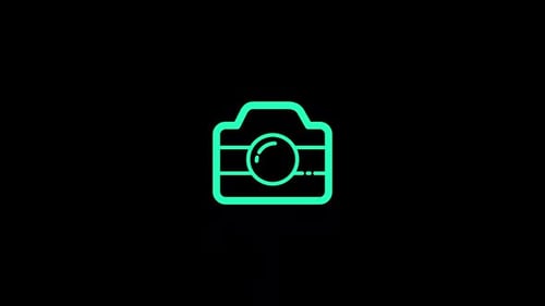 Clean Line Art Camera Icon Reveal Animation