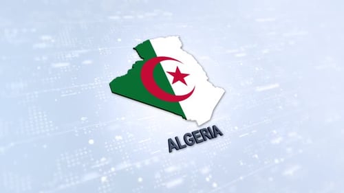 3D Algeria Map Flag Title Animation on Modern Background