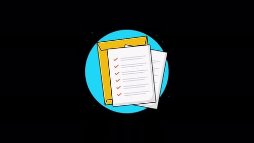Sobre con documentos. Vídeo de animación sobre el concepto de un documento empresarial: transparente