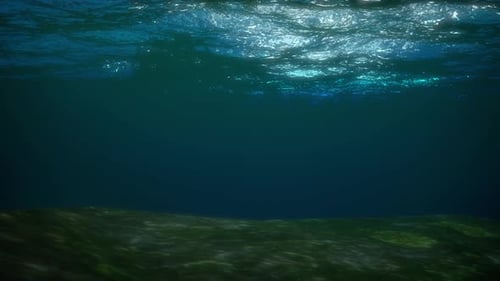 Shimmering Underwater Ocean Floor with Light Rays Loop Background