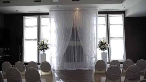 Wedding ceremony venue set up for a beautiful modern wedding in Stittsville, Ontario at Next Restaur