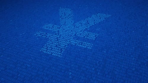 Digital Checkmark Animation on Flowing Data Code Background