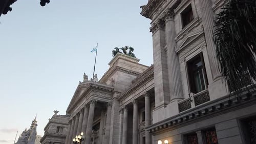 Close up shot, national congress of argentina legislative branch public building
