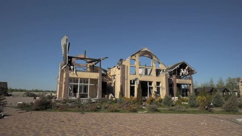 A Destroyed Residential Building in the Kyiv Region As a Result of Shelling By the Russian Army