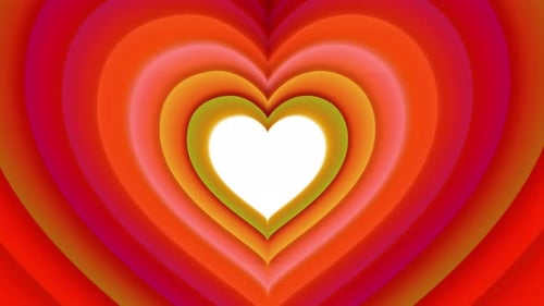 Colorful Glowing Heart Shape Disco Music Background. Vj Loop Heart Shape Animation Of Disco Dancing