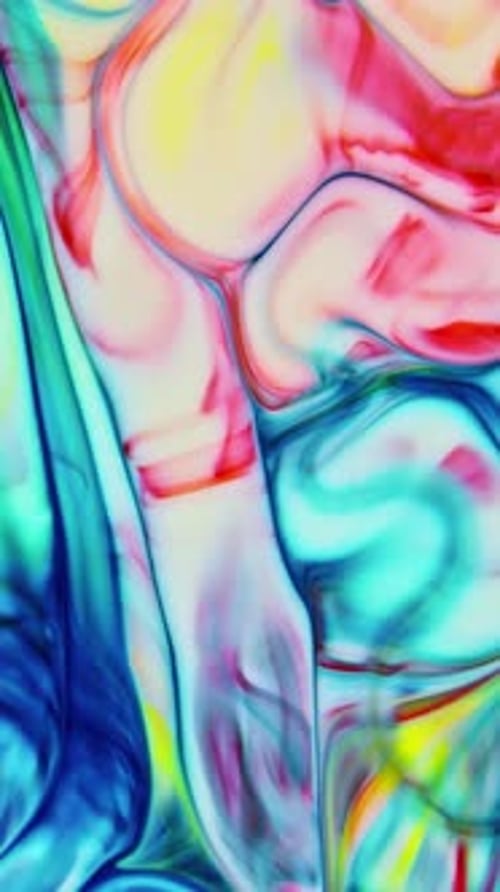 Colorful Liquid Paint Swirls in Abstract Design