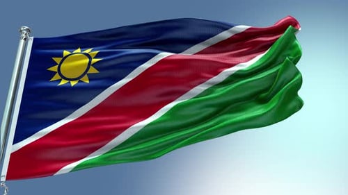 Realistic Waving Flag of Namibia on Flagpole