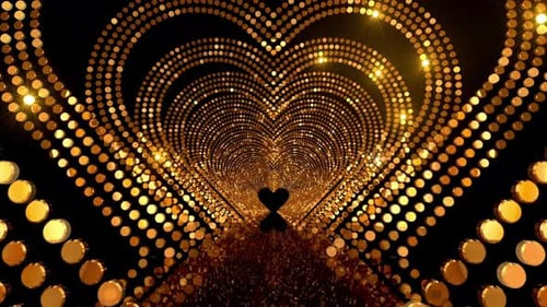 Heart Particles Tunnel Background, Infinte Loop, Valentine's Day , Holiday, Greeting Card, Night Cel