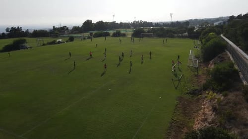 Aerial video over soccer training fields in Ayia Napa Cyprus