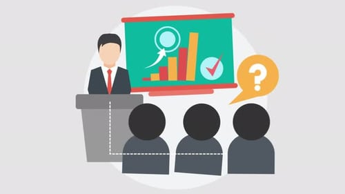 Flat Design Business Presentation to Audience Animation